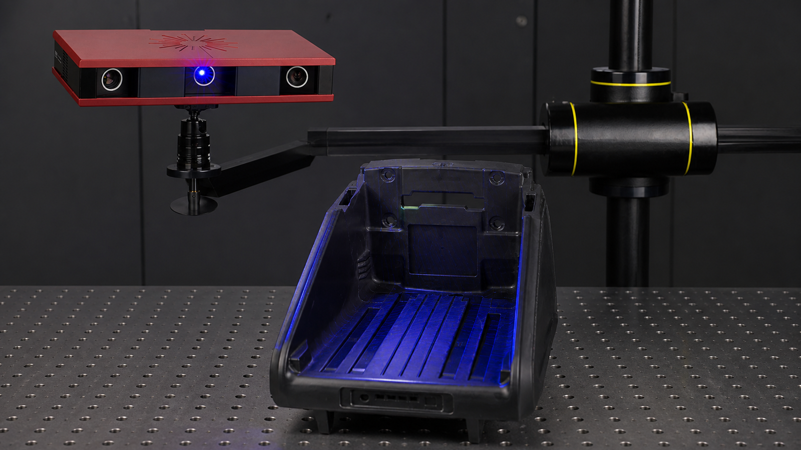 Industrial 3D scanner used to review component geometry.