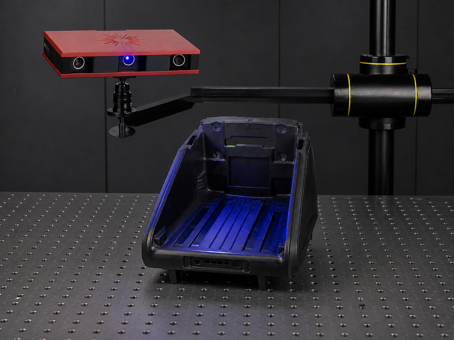 Industrial 3D scanner used to capture physical component geometry.