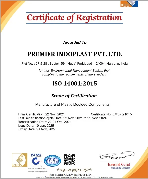ISO 14001 certificate