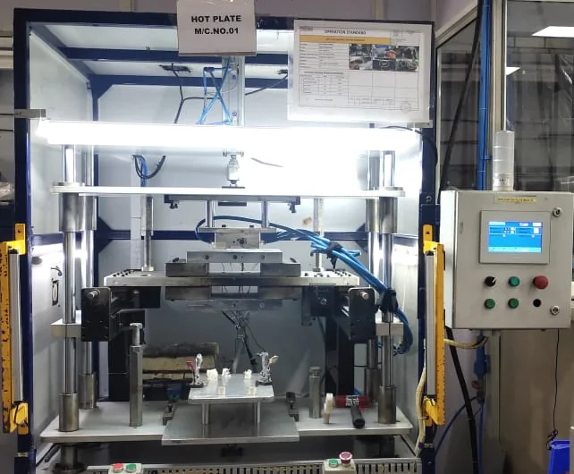 Hot-plate welding system used for controlled component joining